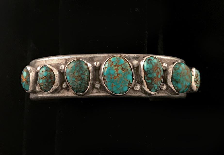 Mark Chee sterling silver and turquoise cuff bracelet